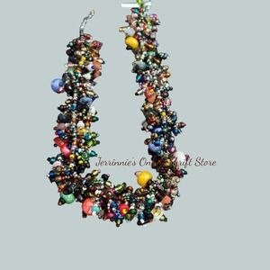 Multicolored Hand‎ Beaded Necklace B2026